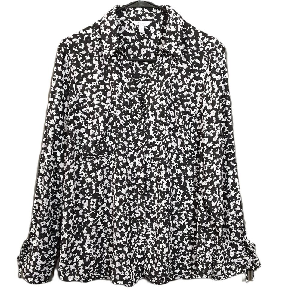 Vintage Candie's Woman's Top Size XL Button down, Polyester, Floral Print, Pocke